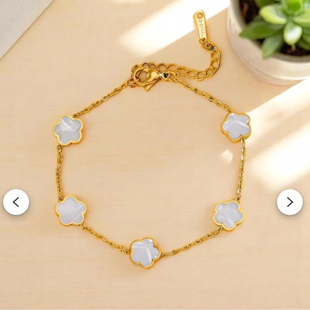 New Lucky Clover Bracelets 14K Gold Plated (Set of 4) | Various Colors
